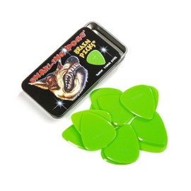 D'Andrea Snarling Dog Brain Nylon Guitar Picks 12 Pack with Tin Box (Green, 0.53mm)