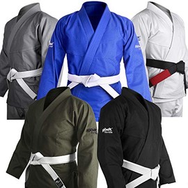 Brazilian Jiu Jitsu Gi BJJ Gi For Men & Women Uniform Kimonos ULTRA LIGHT, PRESHRUNK, with WHITE BELT!!! (Gray, A1)