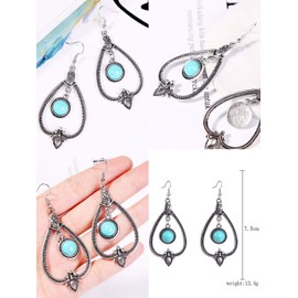 SPEVERT Boho Earrings for Women Turquoise Oval Earring Ethnic Style Vintage Turquoise Earrings Christmas Earrings for Women (5)