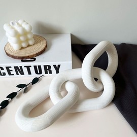 B Wood Chain Link Decor - Pine Wood Carved Modern Home Decor for Farmhouse, Living Room, Bedroom, Bookcase, Porch