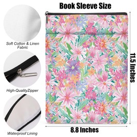 Floral Book Sleeve, Preppy Stuff Book Covers for Paperbacks, Preppy Flowers Book Pouch Book Protector, Book Lovers Gifts for Women Girls Aunt, Book Accessories Book Club Gifts Christmas Birthday Gifts
