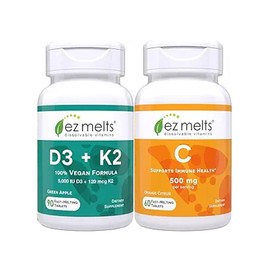 EZ Melts EZ Melts Vitamin D3 K2 and Vitamin C Bundle, Sugar Free