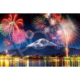 Epoch Company 1000 Piece Jigsaw Puzzle Japanese Landscape Kawaguchi Lake Fuji and Fireworks - Yamanashi (50 x 75 cm) 11-613s with Glue Spatula Included Tickets EPOCH