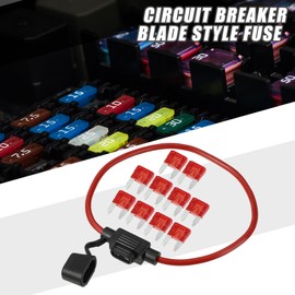 A ABSOPRO 10A Mini Blade Stye Fuse 12 AWG Fuse Holder Waterproof 12 Gauge Fuse Holder Blade Style Inline Fuse Holder Metal Black