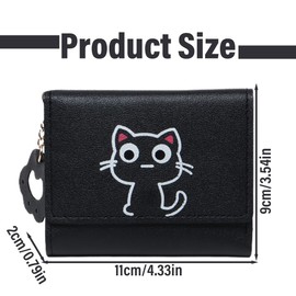 Cute Cat Purse, Women's Small PU Leather Cat Purse, Girls Black Cat Purse, Cute Purse Women's Small with Cat Claw Pendant Decoration, Black