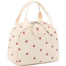 LEDAOU Lunch Box for Women Insulated Lunch Bag Corduroy Lunch Tote Bags Leakproof Cooler Lunchbox for Travel Work Picnic