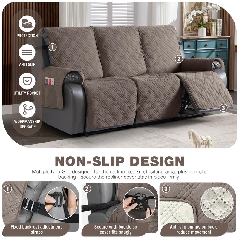 TAOCOCO 100% Waterproof Recliner Sofa Cover, Non Slip Split Couch