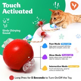 ALLURANEST Interactive Cat Toys for Indoor Cats with Feather, Rechargeable Automatic Cat Toy Keeps Your Cat Active & Engaged, Durable & Safe Speedy Tail 2.0 Cat Toy (Red)