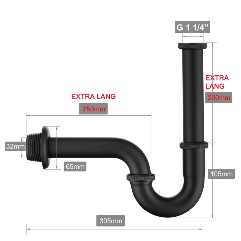 Siphon [Extra Long 200 mm Immersion Pipe] for Sink and