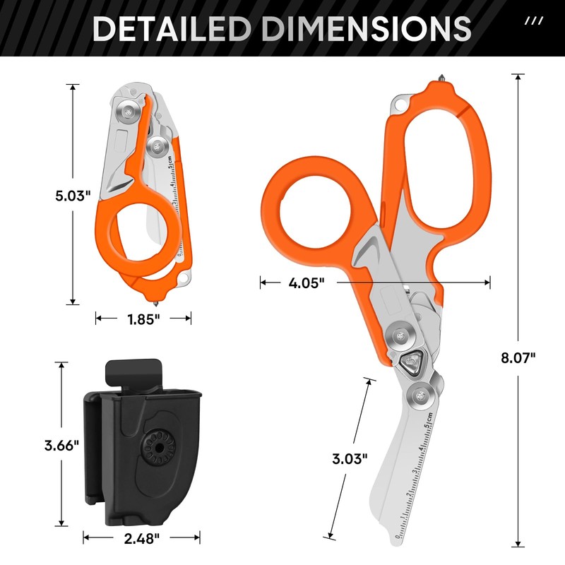 Emergency Shears with Strap Cutter and Glass Breaker Stainless Steel