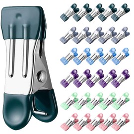 H HOME-MART 30 Pack Heavy Duty Clothes Pins - 2.17" Stainless Steel Metal Clips with Rubber Grips, Multi-Use Chip/Bag Clips for Laundry, Photo Drying, Food Storage, Clothesline & Kitchen (30 Count)