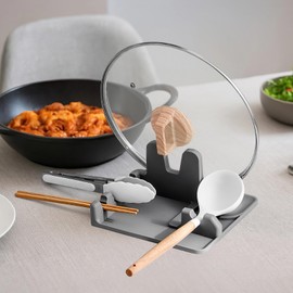 Utensil Rest & Pot Lid Holder, Silicone Pot Lid Rack, Spatula Rack, Silicone Kitchen Organizer, Multi-Functional Design for Lid, Spoon, and Spatula Storage, Ideal for Modern Kitchens