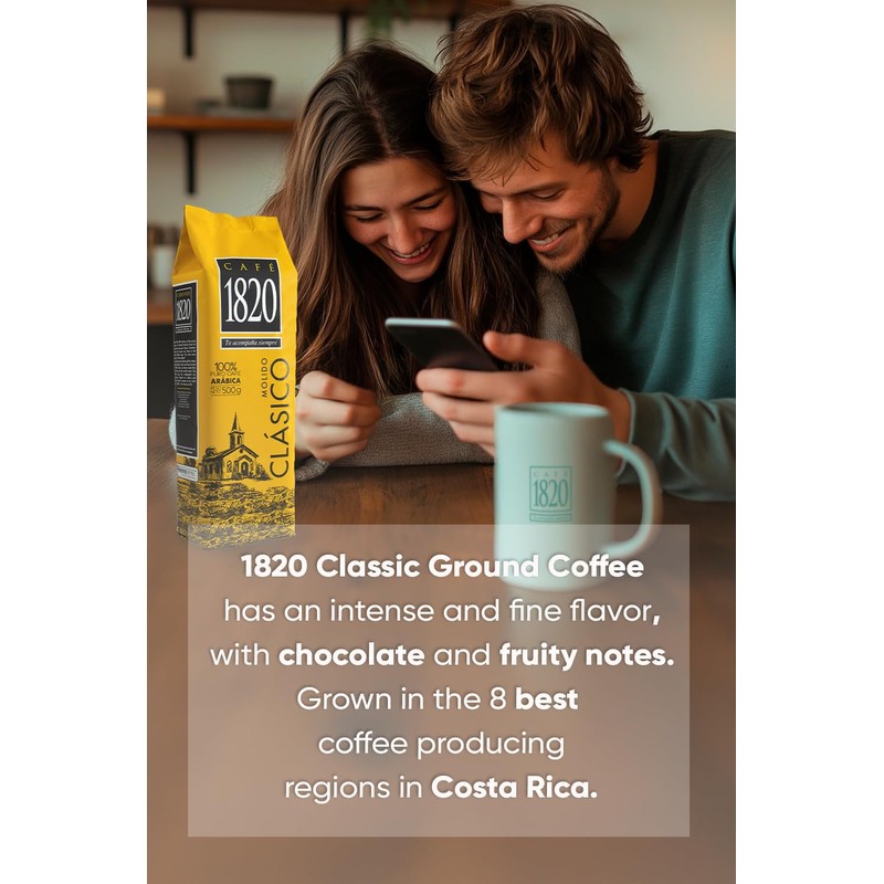 Café 1820 Classic, Premium Costa Rican Ground Coffee, 100% Arabica,
