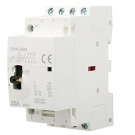 4P 25A  50Hz DIN Rail Household AC Contactor with Manual Control Switch