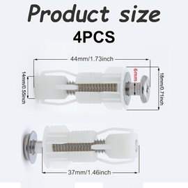 4 PCS Stainless Steel Toilet Seat Hinges – Toilet Seat Fixing Kit, Rust & Corrosion Resistant – Universal Fit for Round & Elongated Seats – Easy Installation