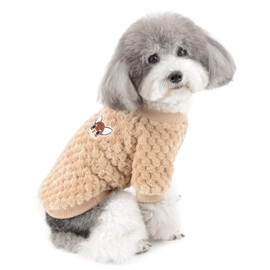 Zunea Dog Jumper for Small Dogs Fleece Warm Soft Puppy Sweater Winter Coats Winter Jackets Dog Clothing Pet Chihuahua Cats Clothes Brown L