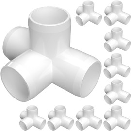 FORMUFIT 1/2” 4-Way Tee Furniture Grade PVC Fitting in White, Made in USA, UV-Resistant, Impact-Proof, 0.840” Actual Socket Diameter (Pack of 10) - F0124WT-WH-10