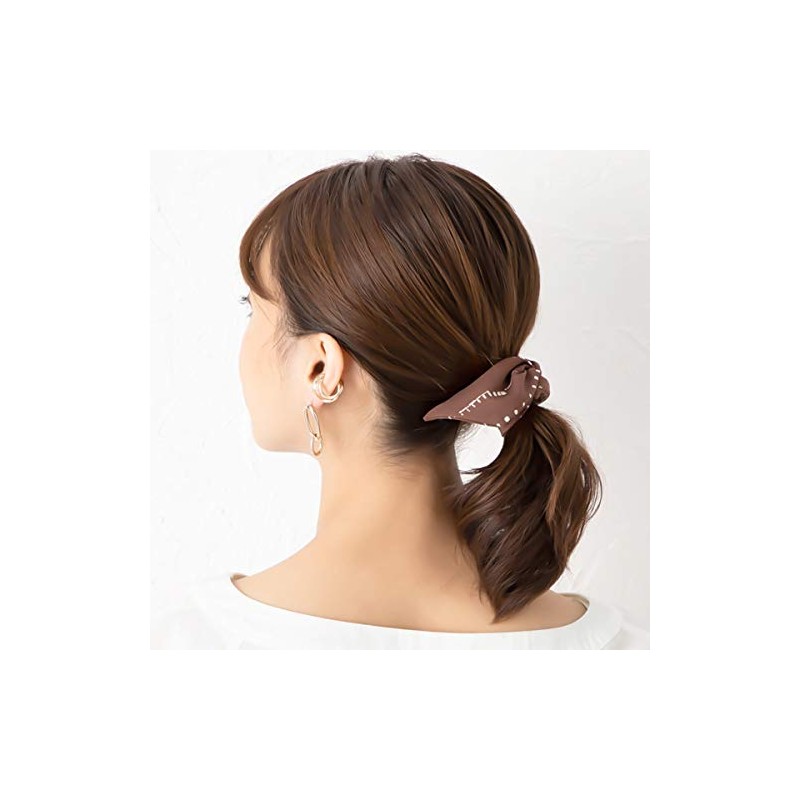[ジュエルボックス] JewelVOX ヘアアクセサリー レトロ柄 カラー ワイヤー リボン ポニー ブラウン 選択
