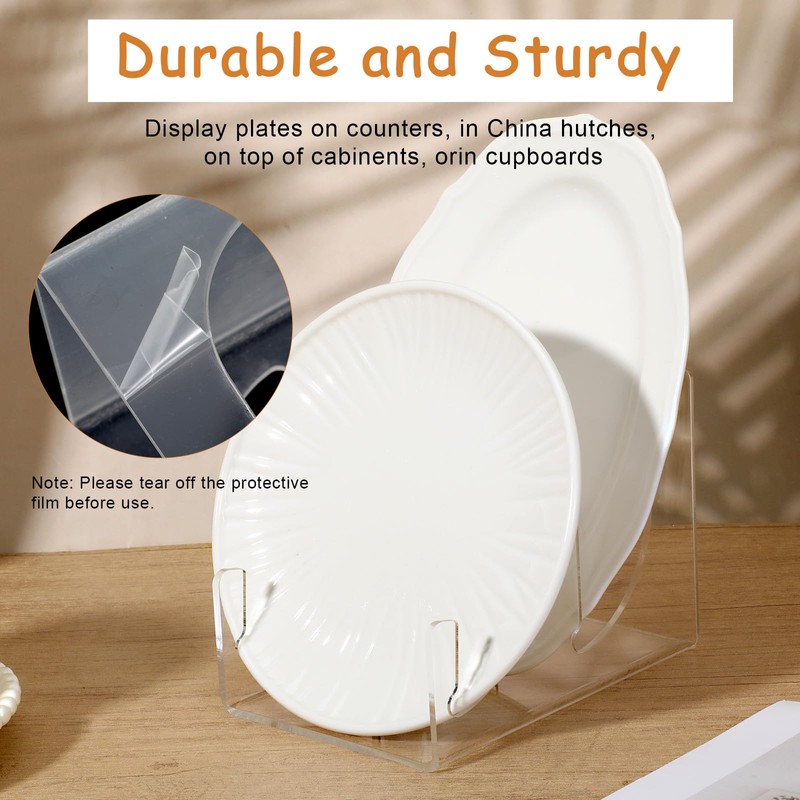 HOFURME 4 Pcs Plate Dinnerware Display Stand, 2-Tier China Platters