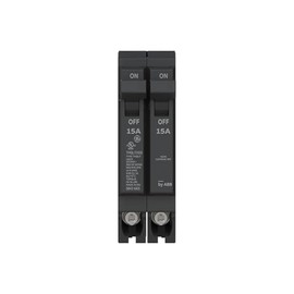ABB Q-Line THQLT1515 Tandem Circuit Breaker • 15A/1P & 15A/1P Dual Circuit Breaker for Single Slot • 120/240V, 10 kAIC • HACR & SWD Rated • Space-Saving Design • Plug-in Mount