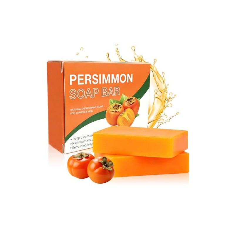 2PCS Jabón De Persimón Desodorante Natural, Jabónes de Baño Desodorantes