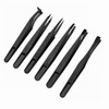 bnafes 6Pcs Plastic Anti-static Tweezers, Precision Slant Curved Flat Tip