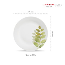 La Opala Diva, Ivory Collection, Opal Glass Quarter Plate Set 6 pcs, Autumn Shadow, White