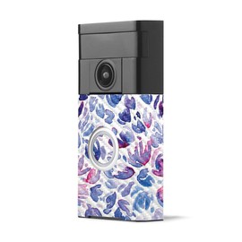 MightySkins Carbon Fiber Skin for Ring Video Doorbell - Blue Petals | Protective, Durable Textured Carbon Fiber Finish | Easy to Apply, Remove, and Change Styles | Made in The USA