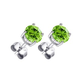 Philip Jones Sterling Silver Light Green Earrings Created with Zircondia® Crystals