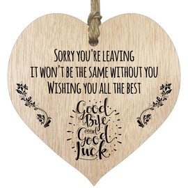 Sorry You're Leaving Hanging Wooden Heart Sign Plaque Work Colleague Leaving Gifts - Light Wood Hearts Signs, Work Gifts, Leaving Decorations, Christmas Secret Santa Gift, Leaving Present Ideas