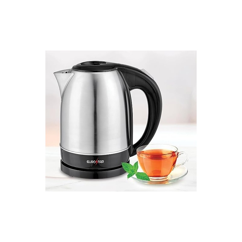 EUROSTAR EKS170SS 1.7L Stainless Steel Electric Kettle, Black