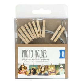 Shot2go wooden peg card/photo holder. 10 mini pegs on 150cm metal cable.