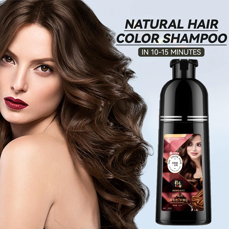 Natural Brown Hair Colour Shampoo 400 ml, Chestnut Brown, Instant