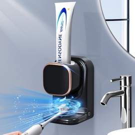 Automatic Toothpaste Dispenser, Wall Mounted Electric Toothpaste Dispenser for Kids and Adults, Toothpaste Dispenser for Bathroom (Black)