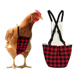 Chicken Diapers Duck Diaper Diaperalls for Hens, Roosters, Ducks, Ducklings - Reusable, Adjustable by Uni Infinity (Red Black Plaid, Chicken Large, 1, Count)