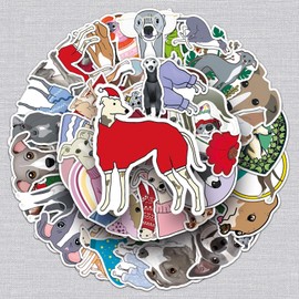 Greyhound Sticker Grey Dog Sticker Set 50 Pieces Cute Decoration for Car Laptop Skateboard Bicycle Moped Motorcycle Bicycle Computer Suitable for Adults Children