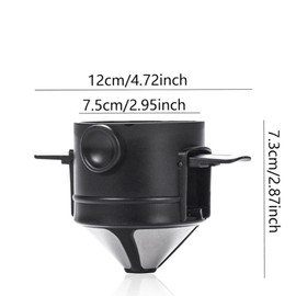 TopHomer Reusable Coffee Filter Stainless Steel, Pour Over Coffee Dripper Collapsible Paperless Single Serve 1-2 Cup with Foldable Handle for Camping Traveling