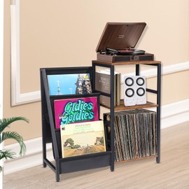 Baomengya Record Player Stand, Record Player Table，Turntable Stand with 3-Tier Vinyl Record Storage,Record Cabinet for Vinyls Media Stereo