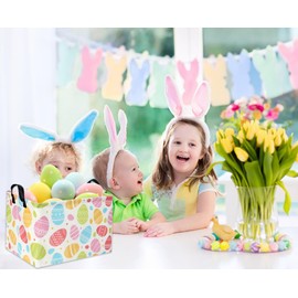 DDBASKET Easter Basket for Kids Easter Gift Basket Empty Baby Easter Basket for Boys and Girls Rectangular Toy Storage Basket Organizer Bin Box Cute Easter Egg Room Decor for Home(Easter Gift Basket)