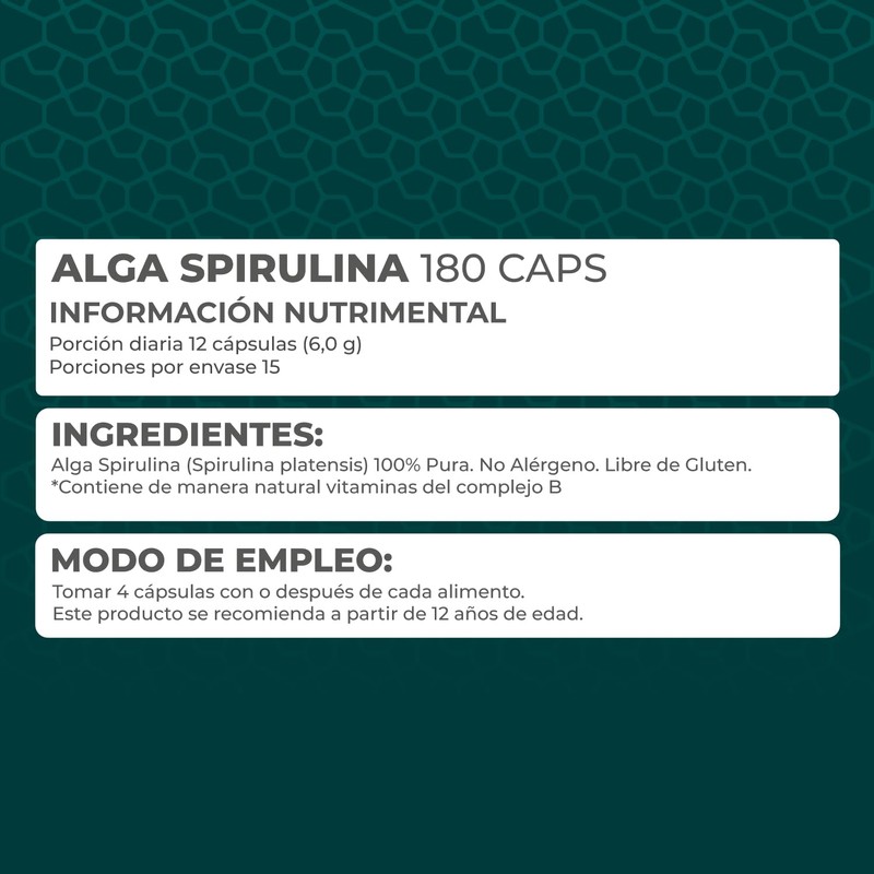 Pronat | Alga Spirulina Cápsulas - 180 Cápsulas de 500