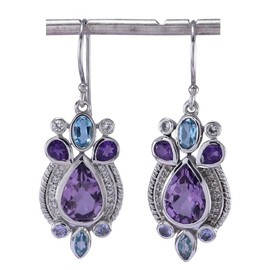 African amethyst, Brazil Swiss blue topaz,Tanzanite,White topaz Natural Gemstone, sterling silver jewelry, Earrings, Christmas Gifts for Women