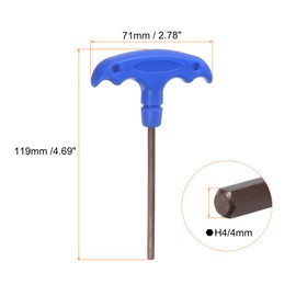 HARFINGTON 4pcs H4 T-Handle Hex Key Wrench 4mm S2 Steel T-Key Inner Hexagon Spanner Repair Tool