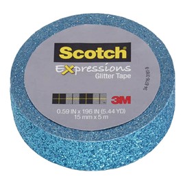 Scotch Expressions Glitter Tape.59 in x 196 in, Teal Blue Glitter, 6 Rolls (C514-BLU)
