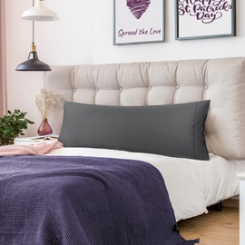 PiccoCasa Body Pillow Cover Super Soft Cotton Bolster Pillow Covers for Full Body Pillow, 1 Body Pillow Case with Zipper Closure for Adults 20"x54"/ 4.6ft Dark Grey