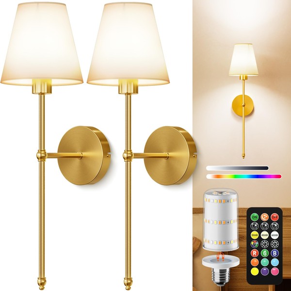 KIBTOY Battery Operated Wall Sconces Set of 2, 10000mAh Rechargeable