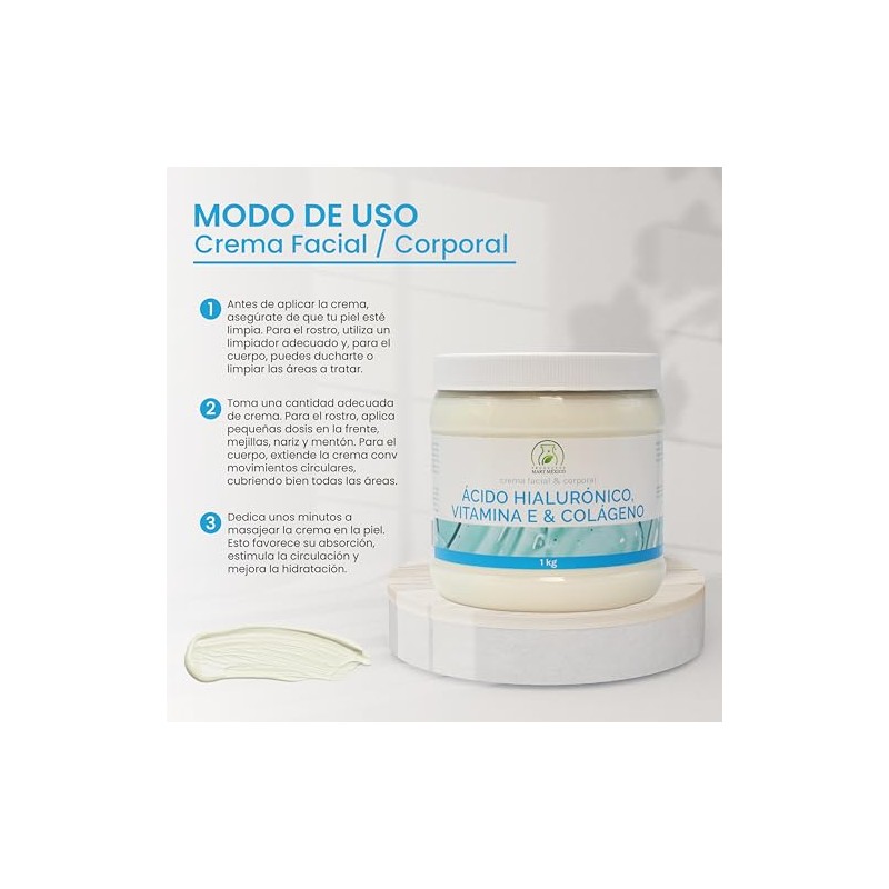 Productos Mart México Crema De Colágeno, Vitamina E Ácido Hialuronico