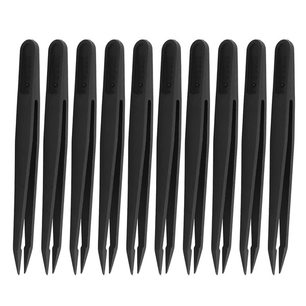 Auniwaig 10pcs Precision Plastic Tweezers, Slant Point Tip Anti-Static Tweezers