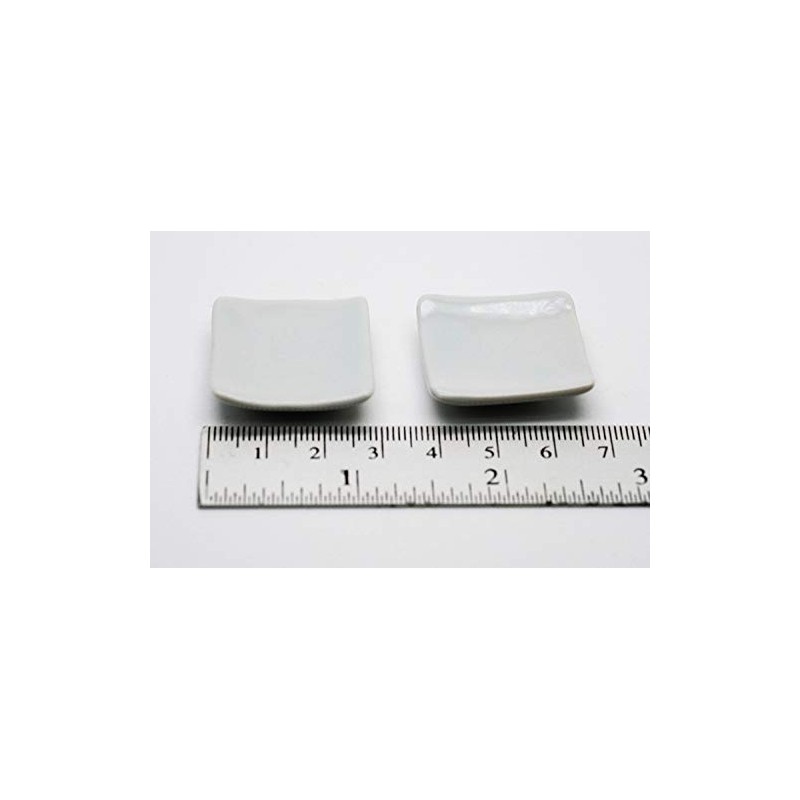 Set of 10 Ceramic Plates and Bowls, Square Shape, White,