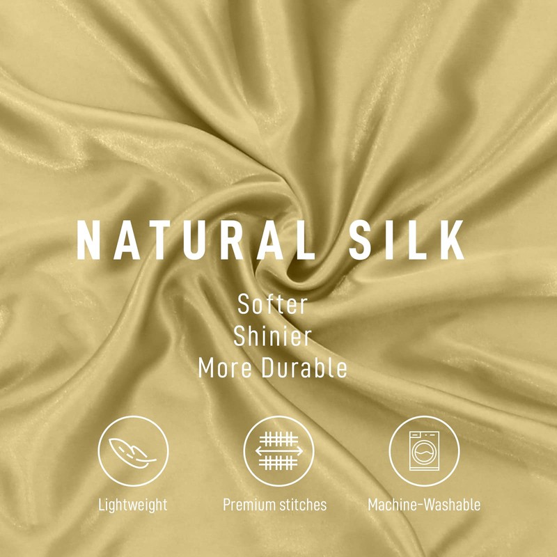 My home store Gold Silk Pillowcase 2 Pack - Hypoallergenic,