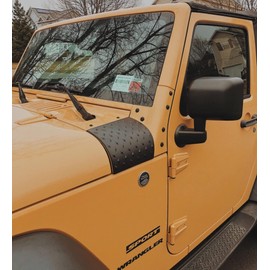 Hooke Road Black Hood Cowl Body Armor Outer Cowl Cover Corner Guards for 2007-2018 Jeep Wrangler JK & JKU Accessories - Pair